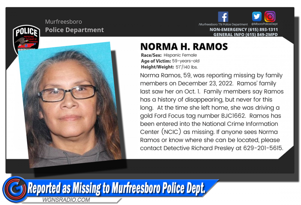 59 Year Old Woman In Murfreesboro Reported As Missing Wgns Radio 3548