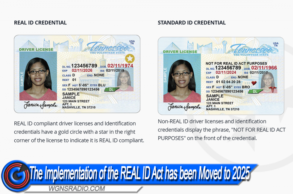 The Implementation of the REAL ID Act has been Moved to 2025 WGNS Radio